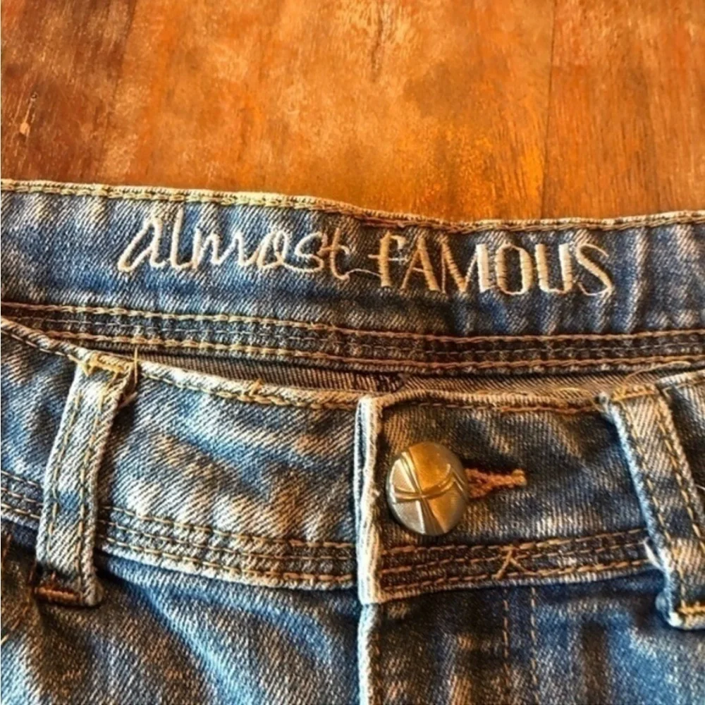 Almost Famous Distressed Lace Blue Jean Shorts